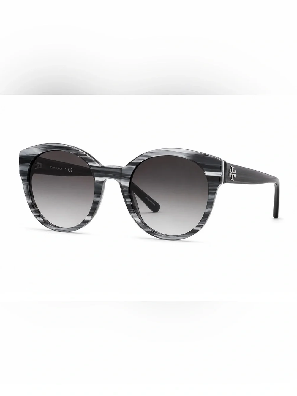 Tory Burch TY7080 Metallic Grey Horn Gradient Sunglasses 51-22-135 and Case